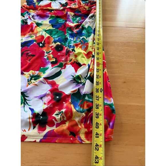 Lauren Ralph Lauren  Faux Wrap Ruched Poppy Floral Jersey Dress SZ 8 NWT - Picture 12 of 15